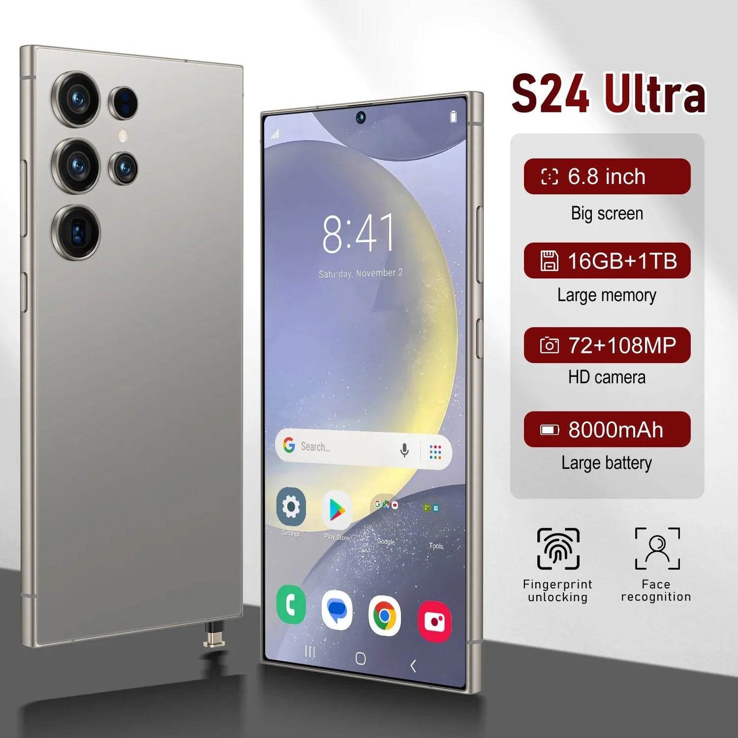 2024 new s24 ultra smartphone 6.8 HD screen cell phone 16G 1T 4G dual sim celulares android unlocked 72mp 8000mah mobile phone - MarvelouStoree