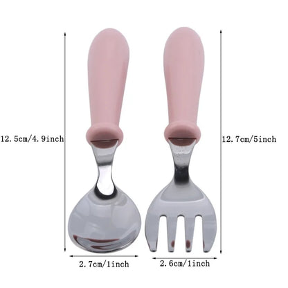 3pcs Children Spoon Forks Box Kids Stainless Steel Kids Cutlery Portable Baby Feeding Utensils Baby Spoons Baby Tableware Set