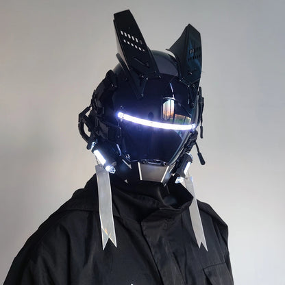 Cyberpunk Mask Led Lighting Cosplay Helmet Halloween Christmas Gift Music Festival Party For Adults