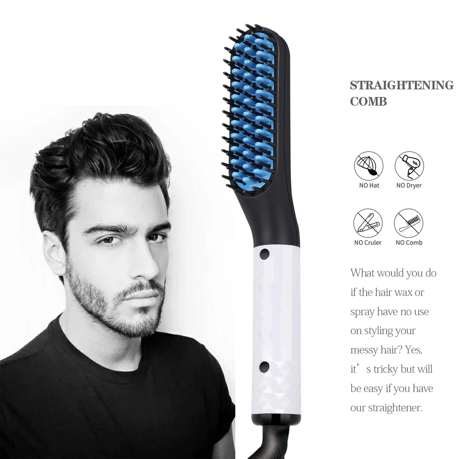 Man Hair Comb Brush Beard Straightener Multifunctional Hair Straightening Comb Hair Curler Fast Heating Styling Tools