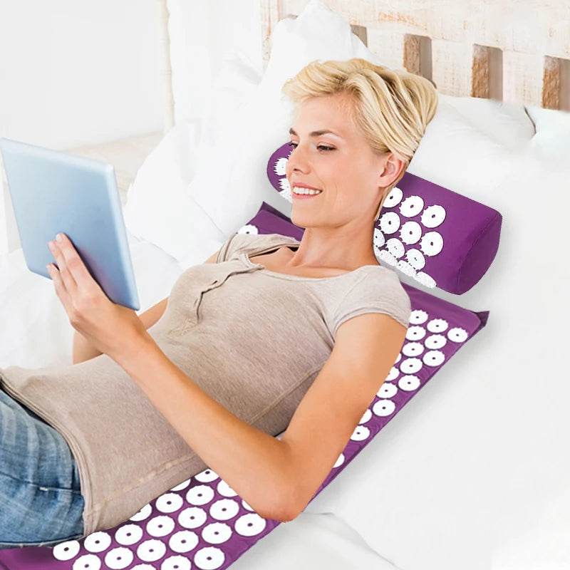 Yoga Massage Pads with Large Touchpoints for Better Neck Back and Foot Massage Household Massage Pillows in Purple Color