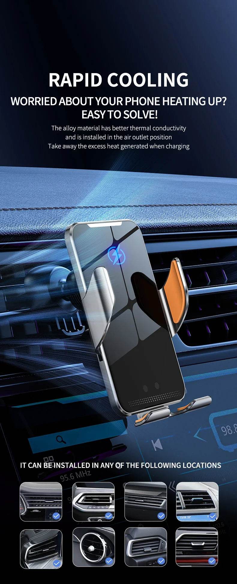 Car Wireless Charger Auto Car Mount Phone Holder Stand For iPhone 15 14 13 Samsung Xiaomi Infrared Induction 15W Fast Charging