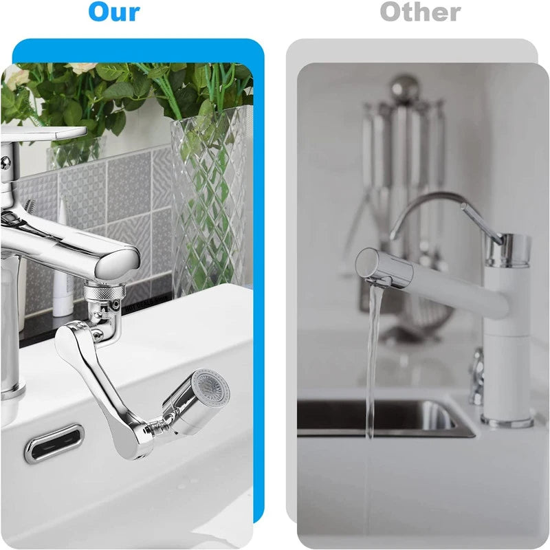 Dual Mode 1440° Rotation Faucet Aerator Splash Kitchen Tap Extend Water Nozzle Faucet 22/24mm Adaptor Faucet Bubbler Robotic Arm