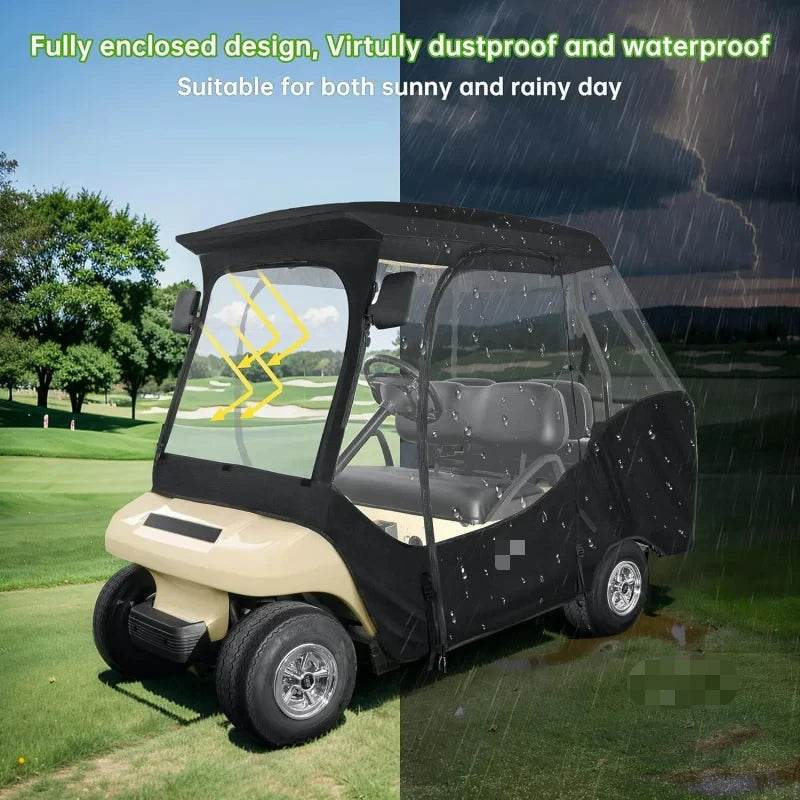 AQ10L0L Golf Cart 4 Passenger Driving Enclosure for Club Car DS,4-Sided Clear Window Rain Cover All Weather Waterproof Windproof - MarvelouStoree