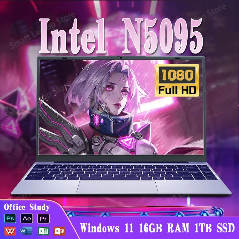 NEW 14.1 Inch Laptop Windows 11 Pro Laptop Computer Intel celeron N5095 HD Screen 16GB RAM 1TB 2TB SSD Gaming laptops Pc Gamer