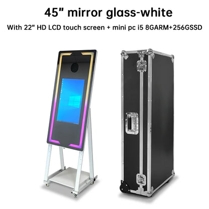 40 65in Touch Screen Magic Mirror Photo Booth Machine With mini PCPortable Selfie Mirror Photo Booth Kiosk For Parties Events