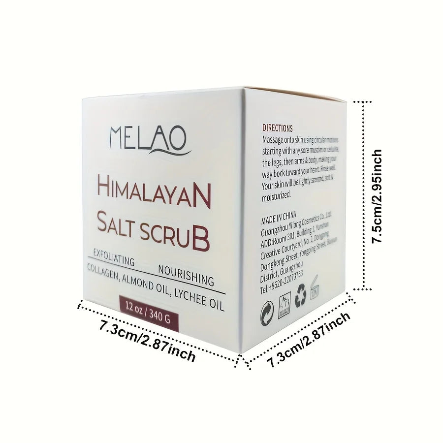 MELAO Himalayan Salt Body Scrub with Collagen and Stem Cells - Natural Exfoliating Salt & Body and Face Souffle Helps with Moist