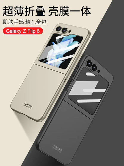 For Samsung Galaxy Z Flip 6 ZFlip6 Case Ultra-thin Skin-Friendly With Mirror Film Folding Hinge Shockproof Protection Hard Cover