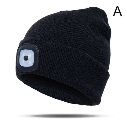 Led Light Knitted Hat Warm Elastic Beanie,Outdoor Sports Night Hiking Fishing Camping Glow Knitted Bonnet Unisex Headlight