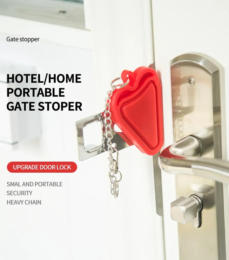 Security Portable Door Lock Latch No Drill Manual Hotel Room Devices For Add Security Holes Removable For Travel Safety