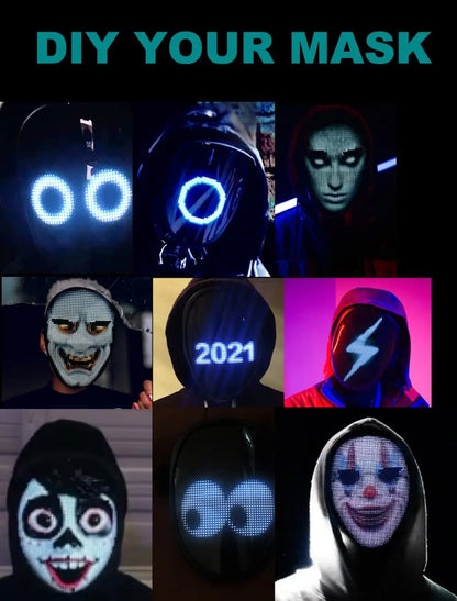 Face Transforming LED Mask with App Controlled - Programmable LED Halloween Mask Digital Luminous Mask for Adults