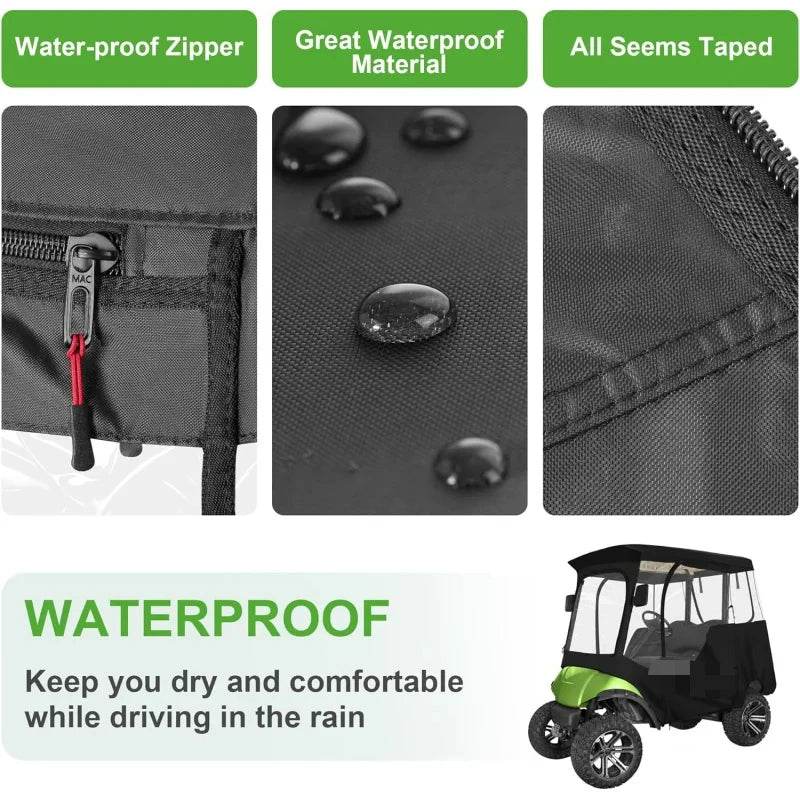 AQ10L0L 2 Passenger Golf Cart Enclosure for Yamaha G14 G16 G22 G29 Drive 2,Waterproof 600D Rain Cover,with Side Mirror Opening,T - MarvelouStoree