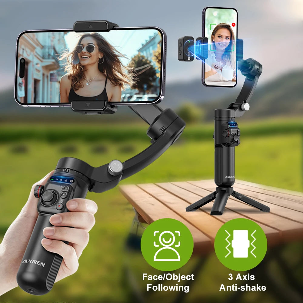 Handheld Stabilizer 3 Axis Gimbal for Cellphone Outdoor Video Shot for iPhone 16 15 PRO MAX Samsung Android, Optional AI Module