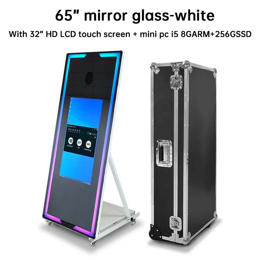 40 65in Touch Screen Magic Mirror Photo Booth Machine With mini PCPortable Selfie Mirror Photo Booth Kiosk For Parties Events