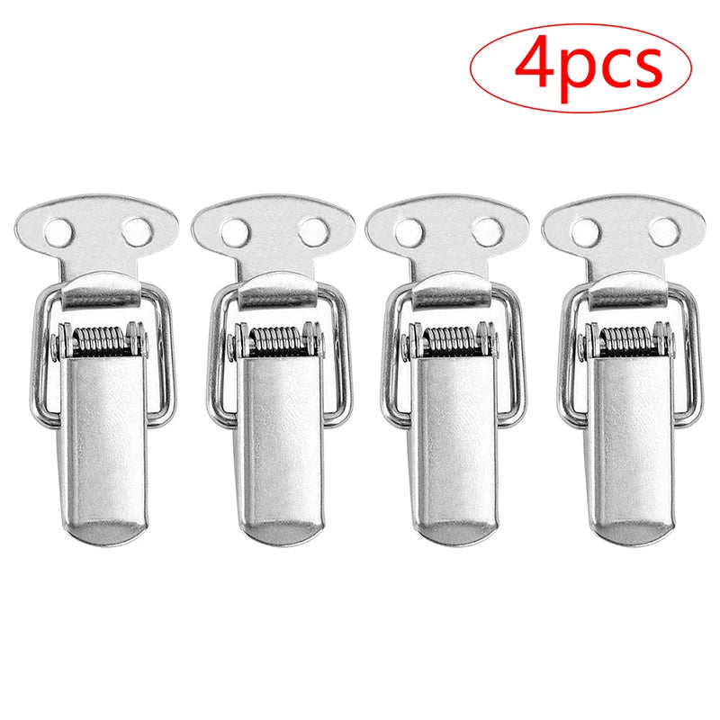 4PCS Stainless Steel Mini Lock Cabinet Boxes Spring Loaded Latch Catch Toggle Clamp Hasp For Chest Box Gift Suitcase Case