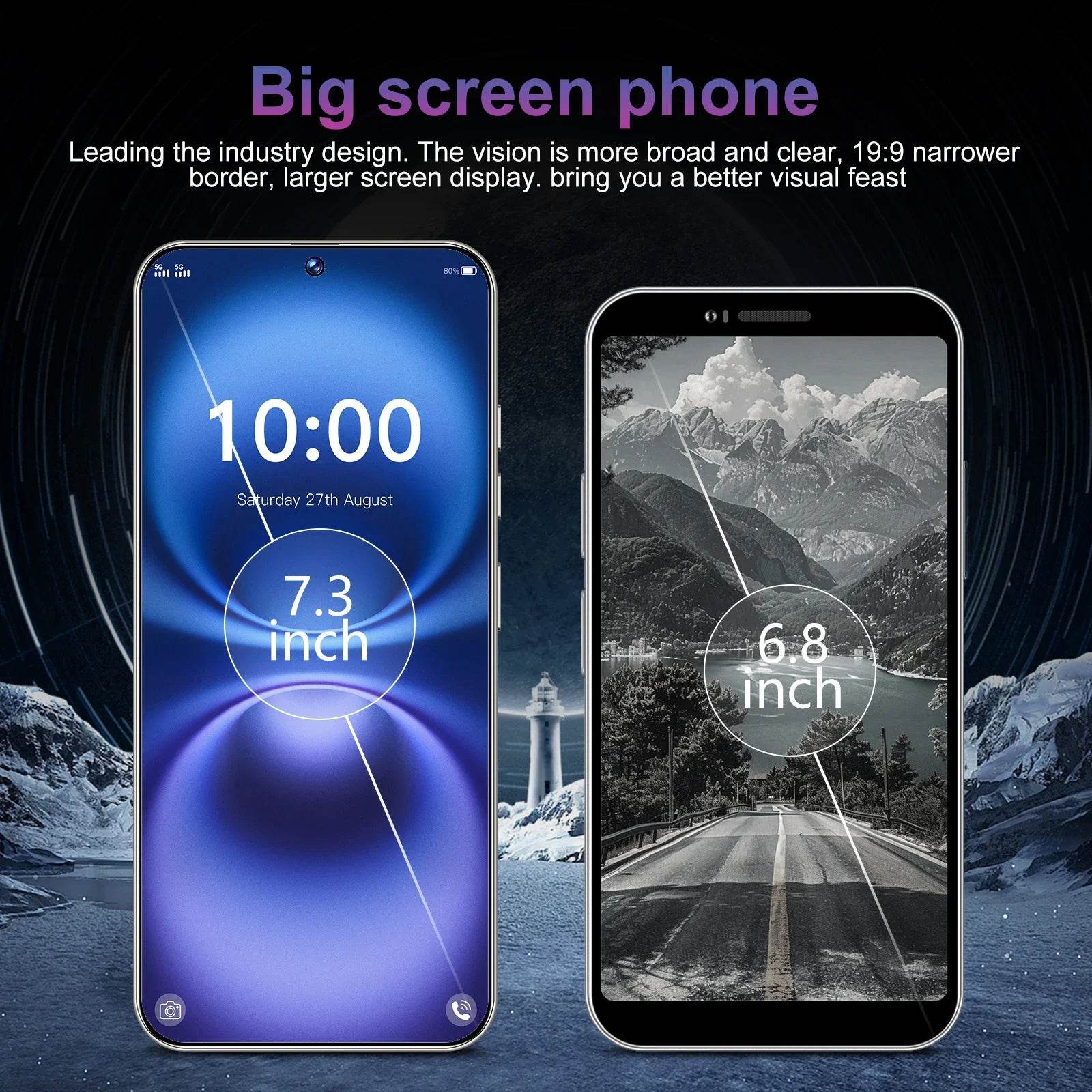 2024 M6 Pro New Smartphone 5G 7.3-inch High-definition Android 14 Snapdragon 8gen3 5G Dual SIM 8000mAh Unlocking Mobile Phone - MarvelouStoree