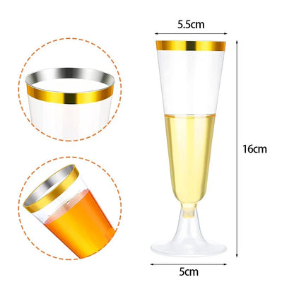 25pcs 150ml Disposable Cups Sparkling Champagne Bar Cups Plastic Champagne Flutes Clear Toasting Glasses for Weddings Party