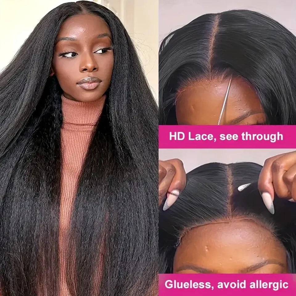 Kinky Straight Human Hair Wigs 4x4 Glueless Wig Human Hair Wear And Go Glueless Wig Brazilian Human Hair Wig Lace Closure Wig