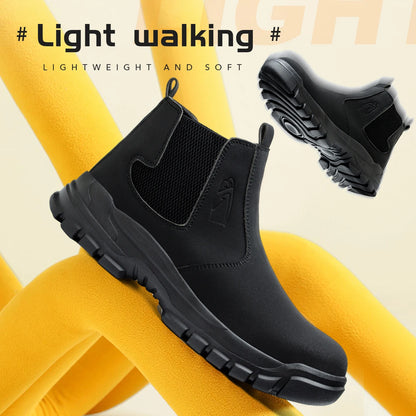 Waterproof Men's Safety Work Boots Steel Toe Shoes Anti Impact And Anti-Puncture Outdoor Adventure Hiking