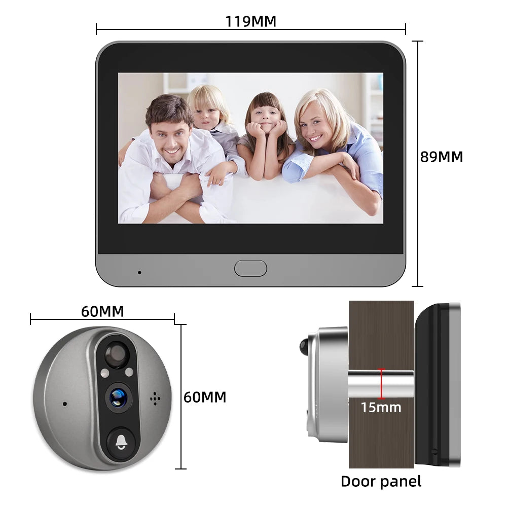 3MP WiFi Smart Tuya Peephole 5000mAh Doorbell Door Eye Camera Infrared Alexa Google Video Intercom Door Cameras Home Security