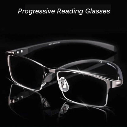 Progressive Multifocal Photochromic Reading Glasses Anti-blue Light Far Sight Glasses Men Half Frame Business Presbyopia Glasses - MarvelouStoree