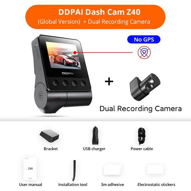 DDPAI Z40 Dash Cam Car Camera Recorder Sony IMX335 1944P HD Video GPS Tracking 360 Rotation Wifi DVR 24H Parking Protector