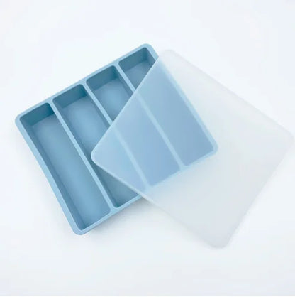 4 Grid Ice Tray Mold Food Freezing Container With Lid Silicone Soup Ice Cube Square Tray Mold DIY Ice Maker Ice Cube Tray