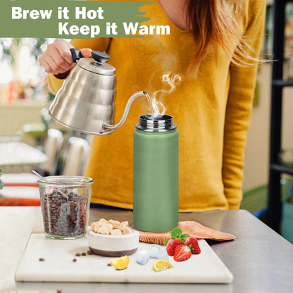 500ML Thermos Bottle 18oz Outdoor Vacuum Flasks Stainless Steel Thermos Water Bottle Steel Thermos with Leakproof Spout Lid