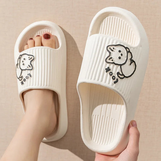 Summer Slippers Bathroom Platform Non-Slip Home Bear Cartoon Flip Flops Beach Women Slipper Sandals Slides Indoor Outdoor 2023