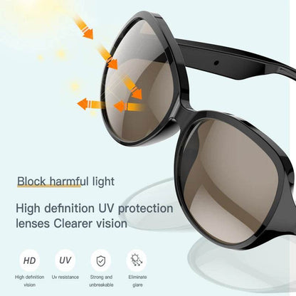 New Waterproof Bone Conduction Bluetooth Smart Glasses Hands-Free Call Music Sunglasses for All Phone Wireless Bluetooth Headset - MarvelouStoree