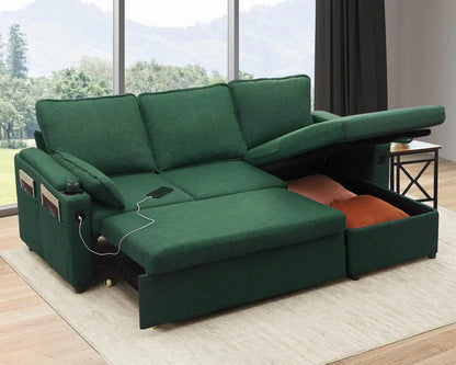 DURASPACE Sofa Bed Pull Out Couch Sleeper with Double Storage Chaise, U Shaped Convertible Sectional Sleeper Sofa for Living Roo - MarvelouStoree