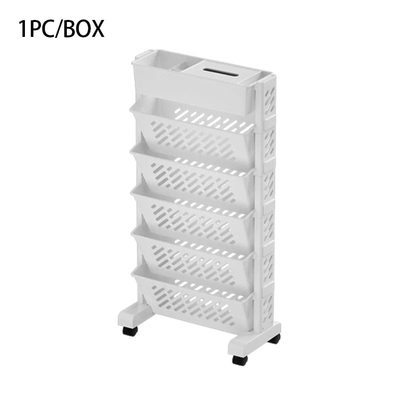 Floor Mounted Movable Bookshelf with Wheels Classroom Desk Storage Rack Study Large Capacity Multi-layer Book Storage Rack