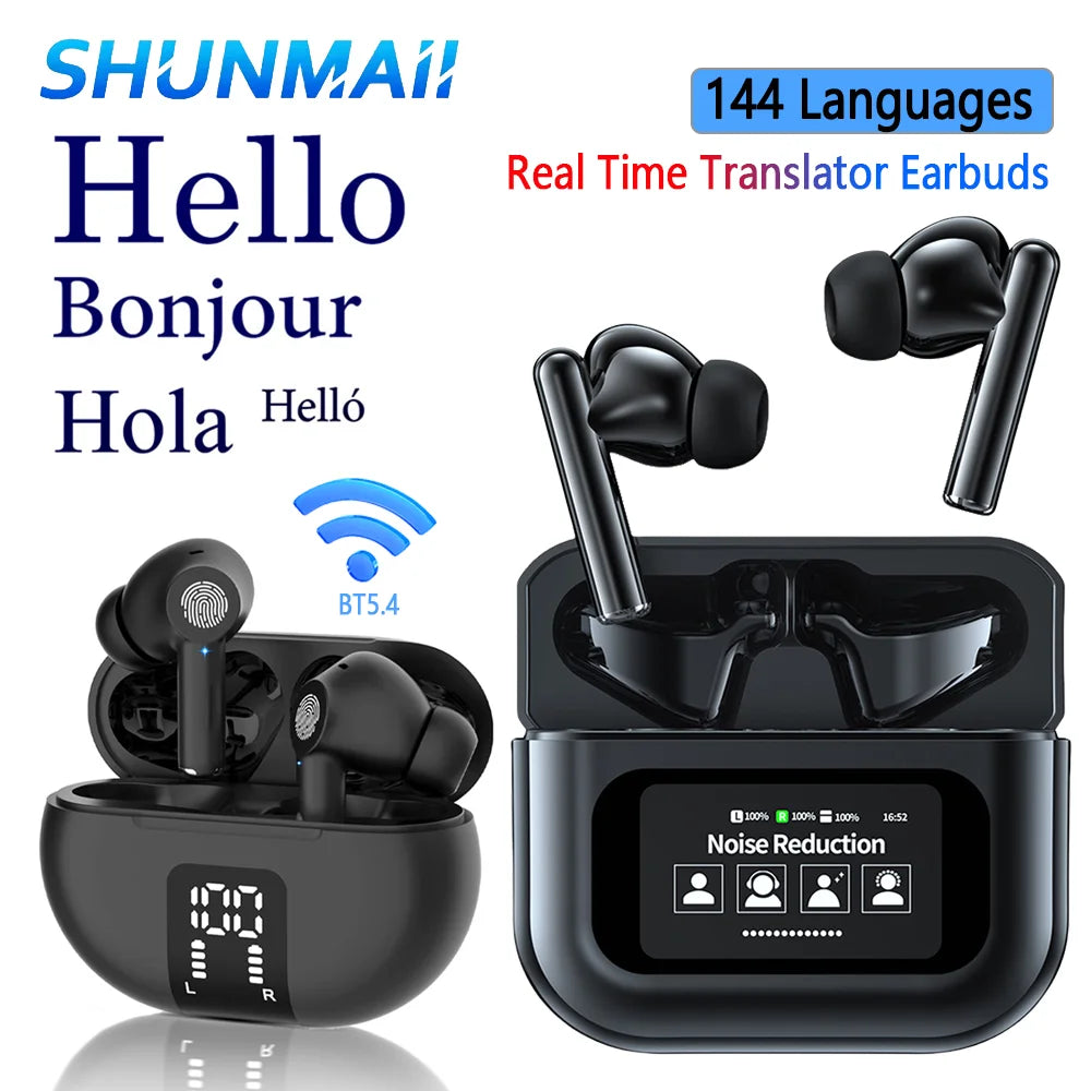 144 Languages Wireless Translation Earphone Real Time Translator Earbuds Bluetooth5.4 Two-Way Instant Translated Business Trip