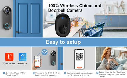 1080P WIFI Video Doorbell Tuya Smart Home Door Bell Wireless Security Camera Doorbell SmartLife APP PIR Motion Detection