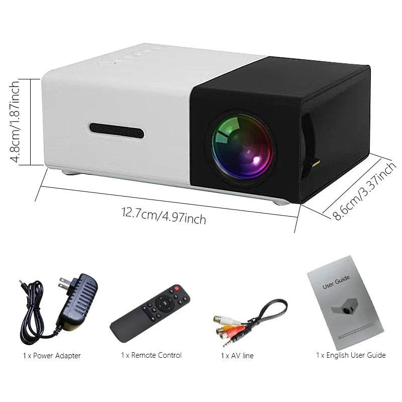 YG300 HD Mini Led Projector Equip 72 Inch Screen and Bracket Hdmi TF Usb Audio Home Media Player Beamer Travel Smart Projector - MarvelouStoree