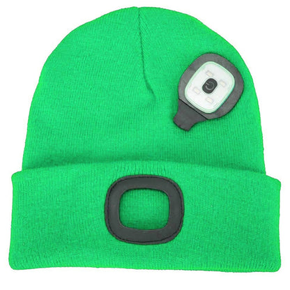 LED Beanie Hat with Light,USB Rechargeable Hands Free 4 LED Knitted Headlamp Cap