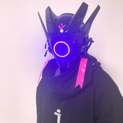 Cyberpunk Mask Cosplay Mask Personalized Face Mask Cosplay - Luminous Mask - Led Mask - Samurai Helmet