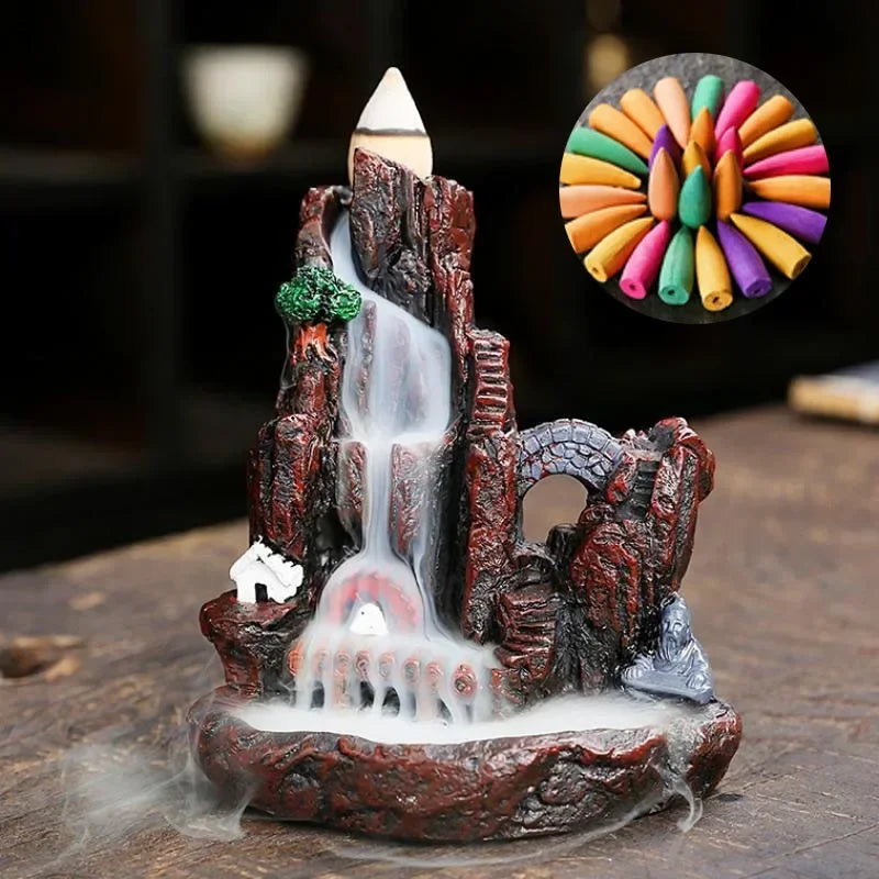 New Mixed Waterfall Smoke Backflow Natural Incense Cone Incense Cone Lavender Multi-scented Suitable for Places Tea Room Yoga