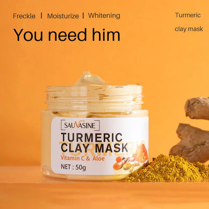 Turmeric Mud Mask Facial Purification Deep Cleansing Brightening Oil Control Beauty Anti-Acne Skincare Facial Mud Mask