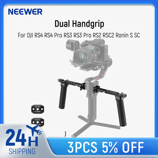 NEEWER Dual Handgrip For DJI RS4 RS4 Pro RS3 RS3 Pro RS2 RSC2 Ronin S SC Gimbal Dual Handle Kit with 2 Mini NATO Rails