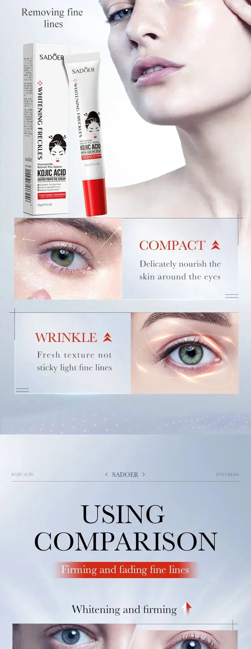 Fat Granules Remover Eye Cream Anti-Puffiness Anti Inflammatory Firm Cream Reduce Dark Circles Fade Fine Lines Repair Barrier