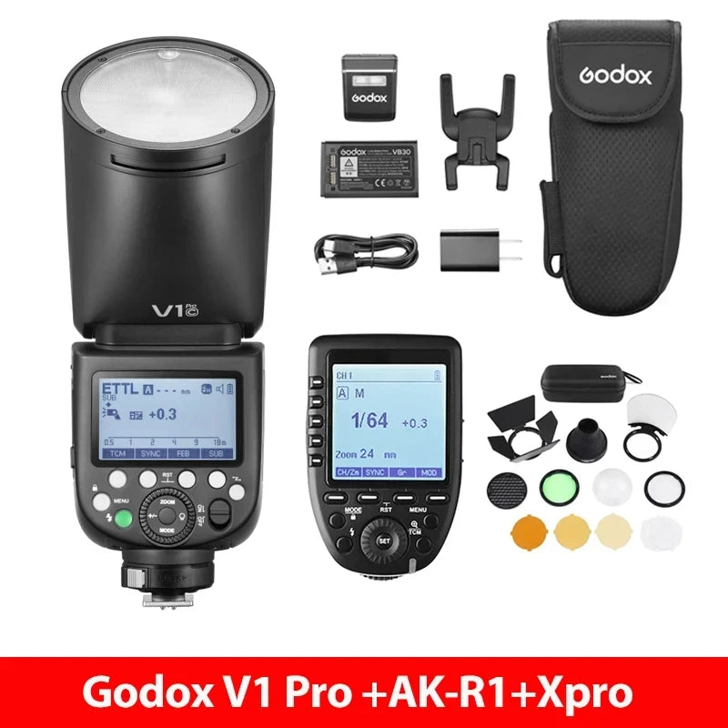 in stock Godox V1 Pro V1Pro for Canon Nikon Sony Fuji Olympus TTL Wireless Transmission Speedlite Li-ion Round Head Camera Flash