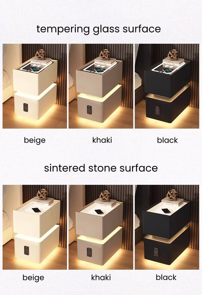 Creative 25cm Smart Bedside Table with Sensor Light Nordic Style Storage Cabinet Bedroom Nightstand with Wireless Charging