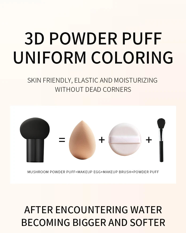 2pcs BB Cream Mushroom Head Air Cushion Powder Puff Moisturizing Brightening Foundation Concealer CC Cream Base Makeup Cosmetics