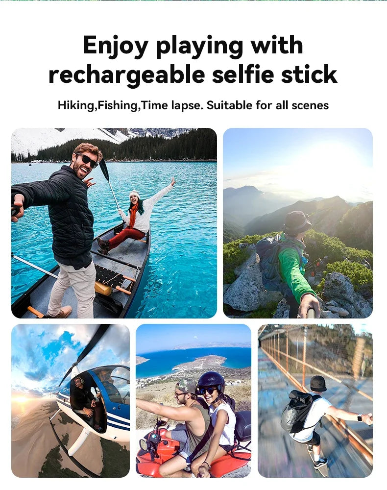 TELESIN Bluetooth Wireless Selfie Stick Fast Charging Power Professional Selfie Stick 90CM Telescoping Selfie Pole