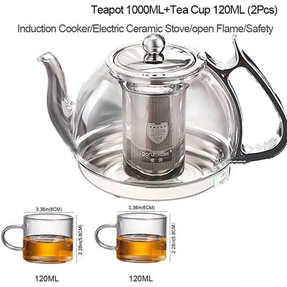 Induction Cooker Heat Resistant Glass Teapot Electromagnetic Furnace Multifunctional Filter Pot Gas Stove Kettle Tea Set