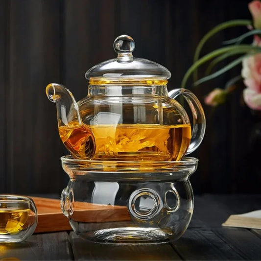 High Quality Heat Resistant Glass Teapot Jasmine Tea Infuser Borosilicate Glass Tea Set Kettle Practical Bottle Flower Tea Pot