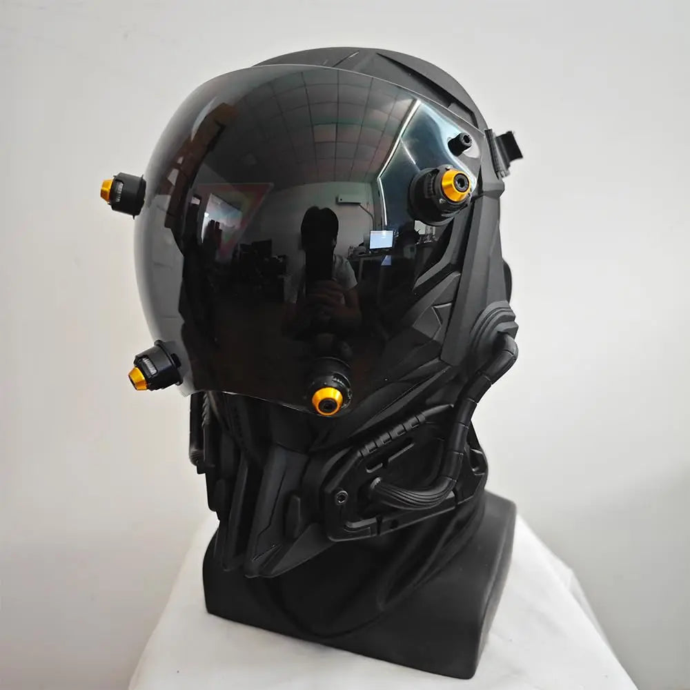 JAUPTO Punk Mask Cosplay for Men, Red Triangle Light Mask Cosplay Halloween Fit Party Music Festival Accessories