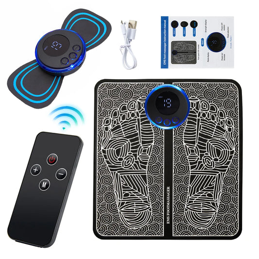 EMS Foot Massager Pad Electric Foldable Massage Mat Muscle Stimulation Relief Pain Relax Feet,Neck Massager