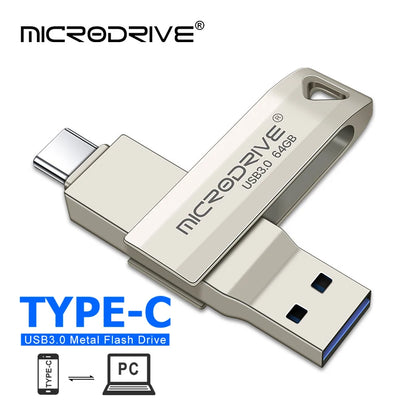 2 in 1 Usb 3.0 OTG USB-C Flash Pen Drive Metal Memory Stick flash Disk 64GB 128GB 256G USB3.0 Dual C Pendrive